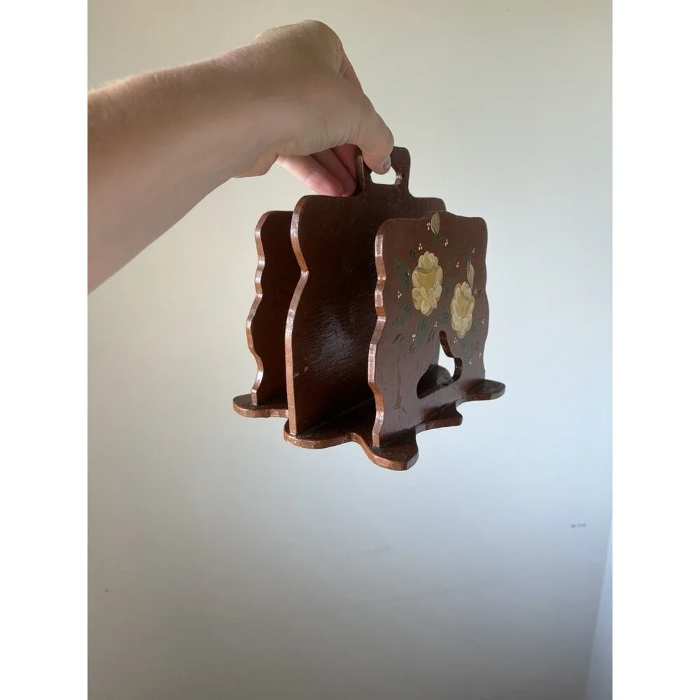 Vintage Wood Free-Standing Tabletop Napkin/ letter Holder